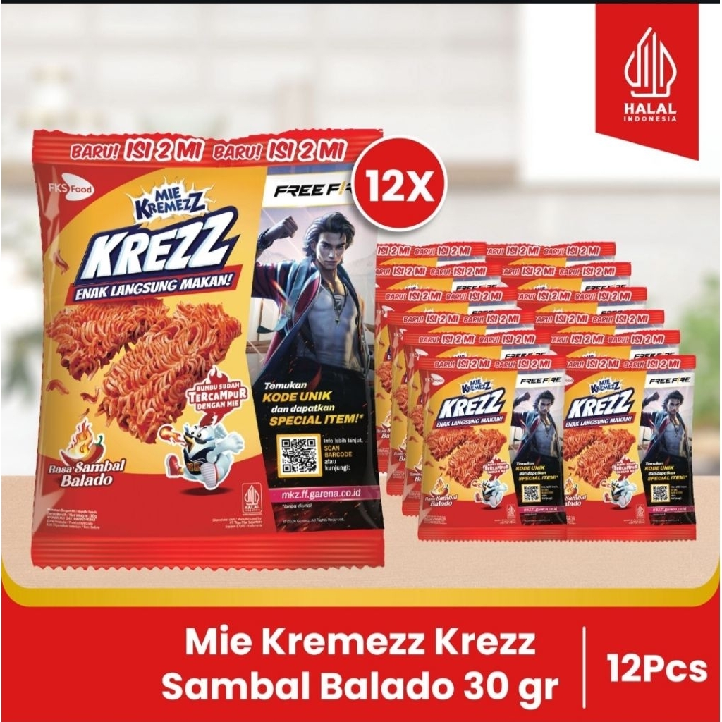 

Paket Bundling - Mie Kremezz Krezz - Sambal Balado - 30gr - 12pcs