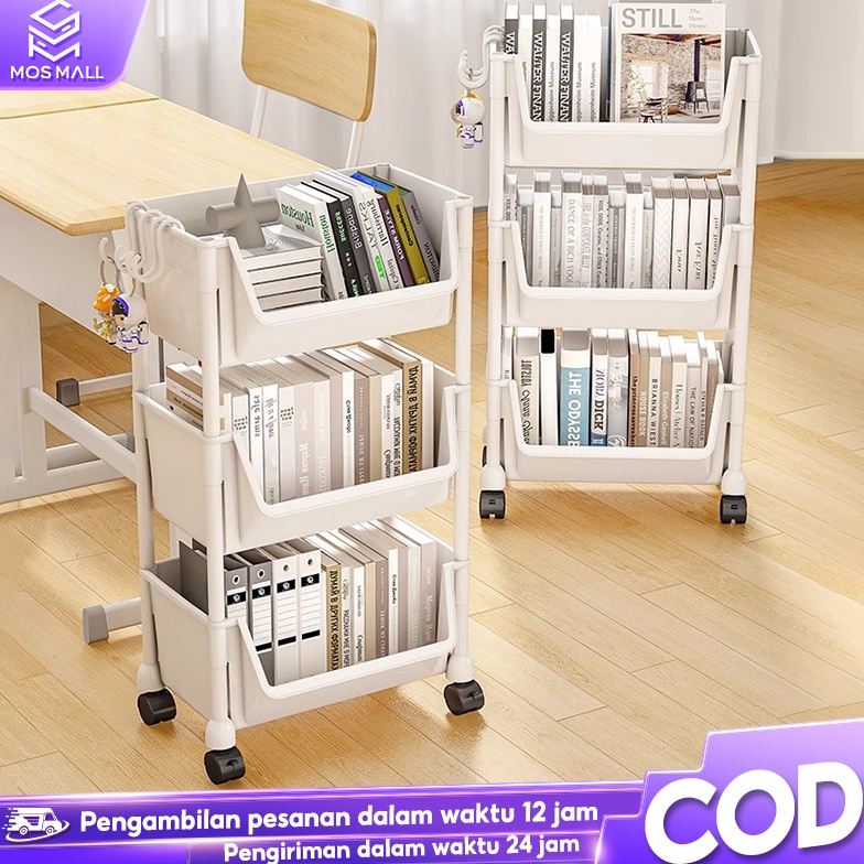 Official Shop Rak SusunRak BukuRak Portable Plastik BukuRak Susun RodaRak Buku BerodaRak Toy Storage