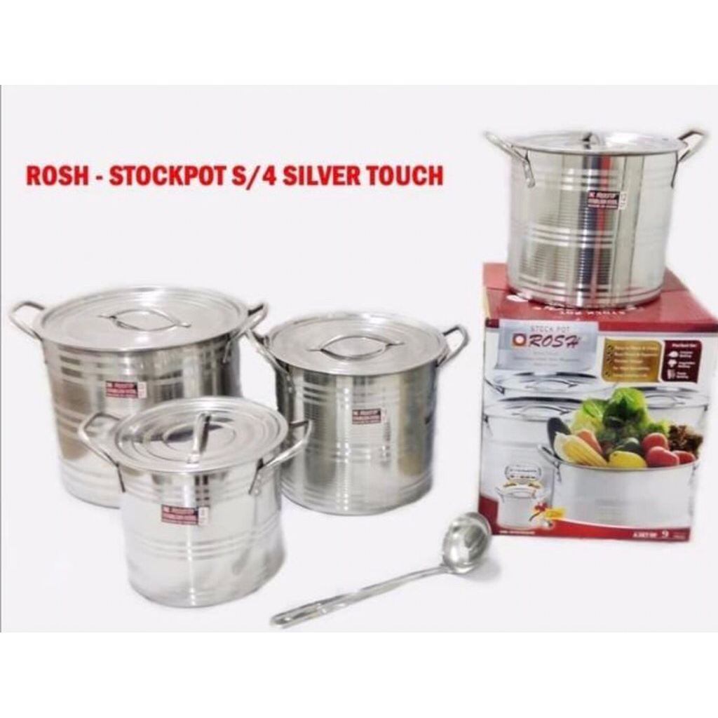 panci Rosh set susun 4 stainles steel tebal dari India 8 Qity 12 Qity 16 Qity 20 Qity