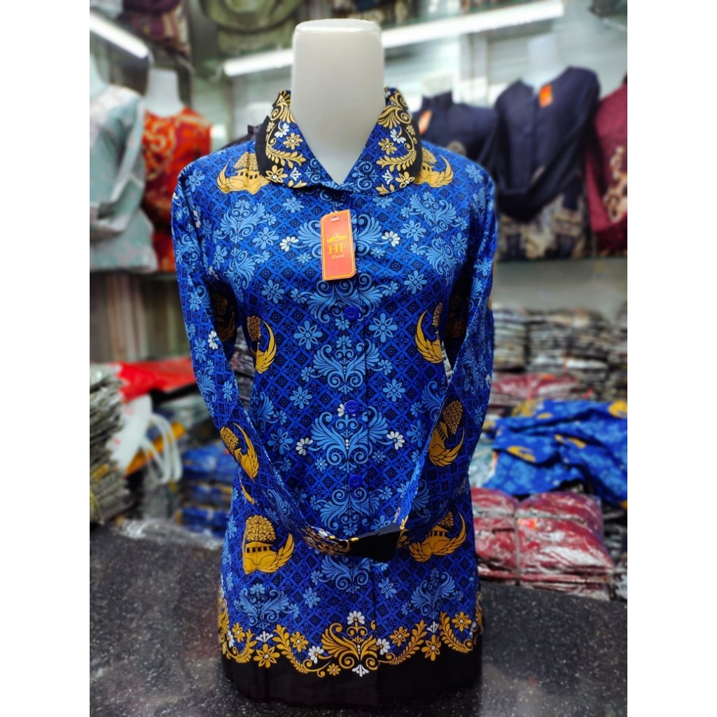baju seragam korpri wanita lengan panjang kancing depan lapis puring hero