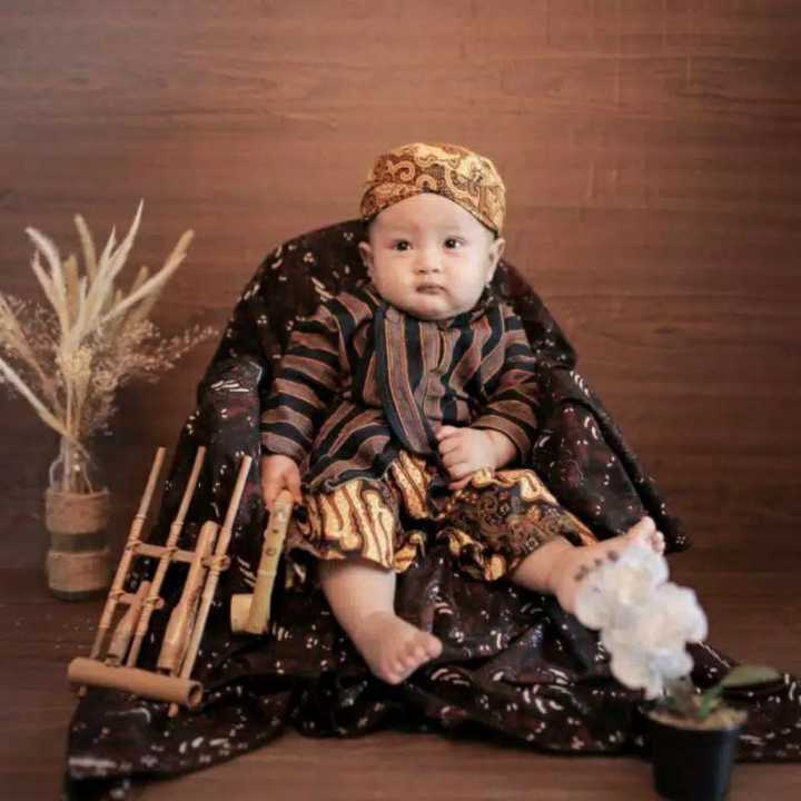 Setelan Baju Adat Jawa Anak SD (Baju+Celana Jarik+Blangkon) / Baju Jawa Anak Laki laki / Surjan Luri