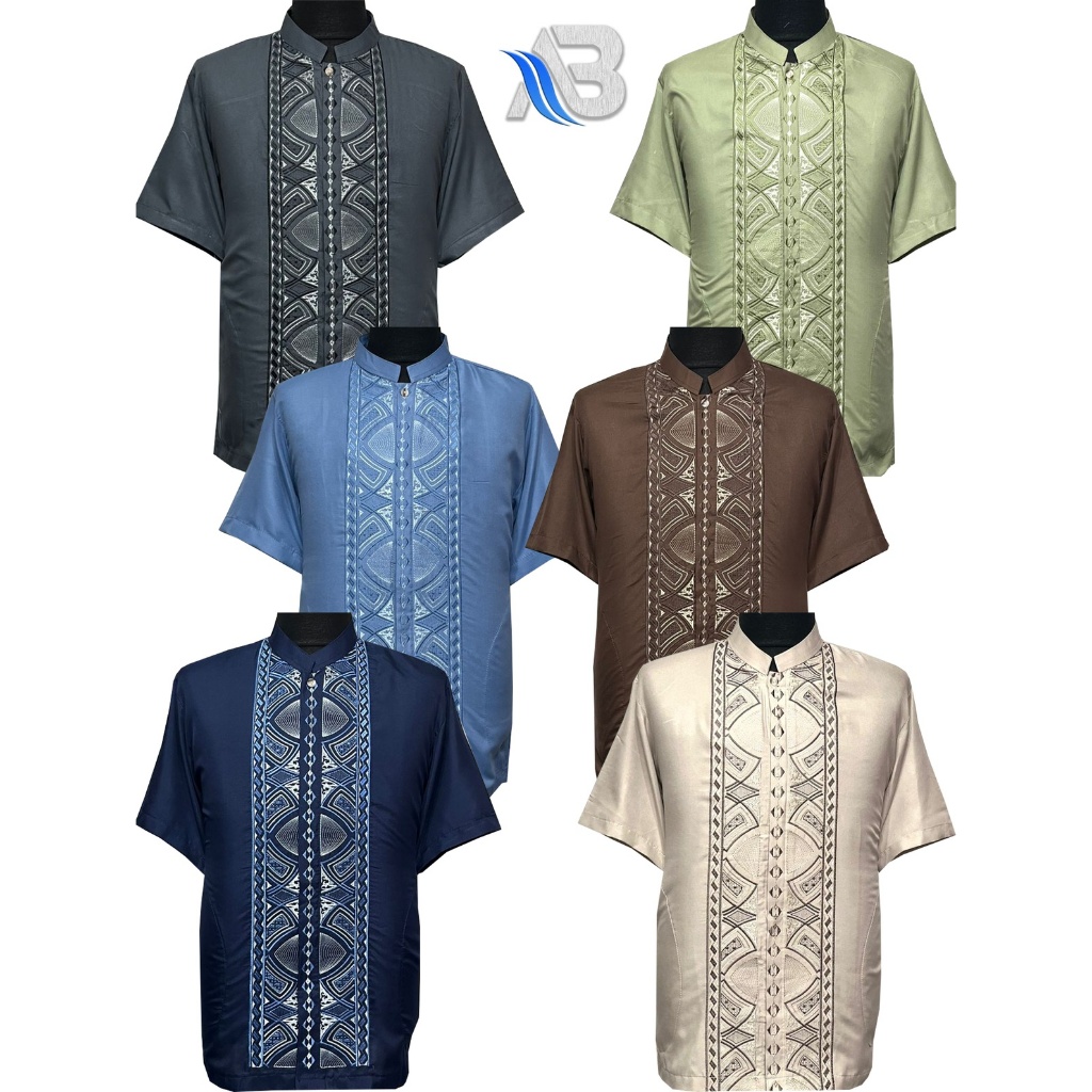Baju Koko Pria Dewasa Lengan Pendek Baju Koko Bordir Koko Al Kahfi Baju Koko Bahan Katun COD
