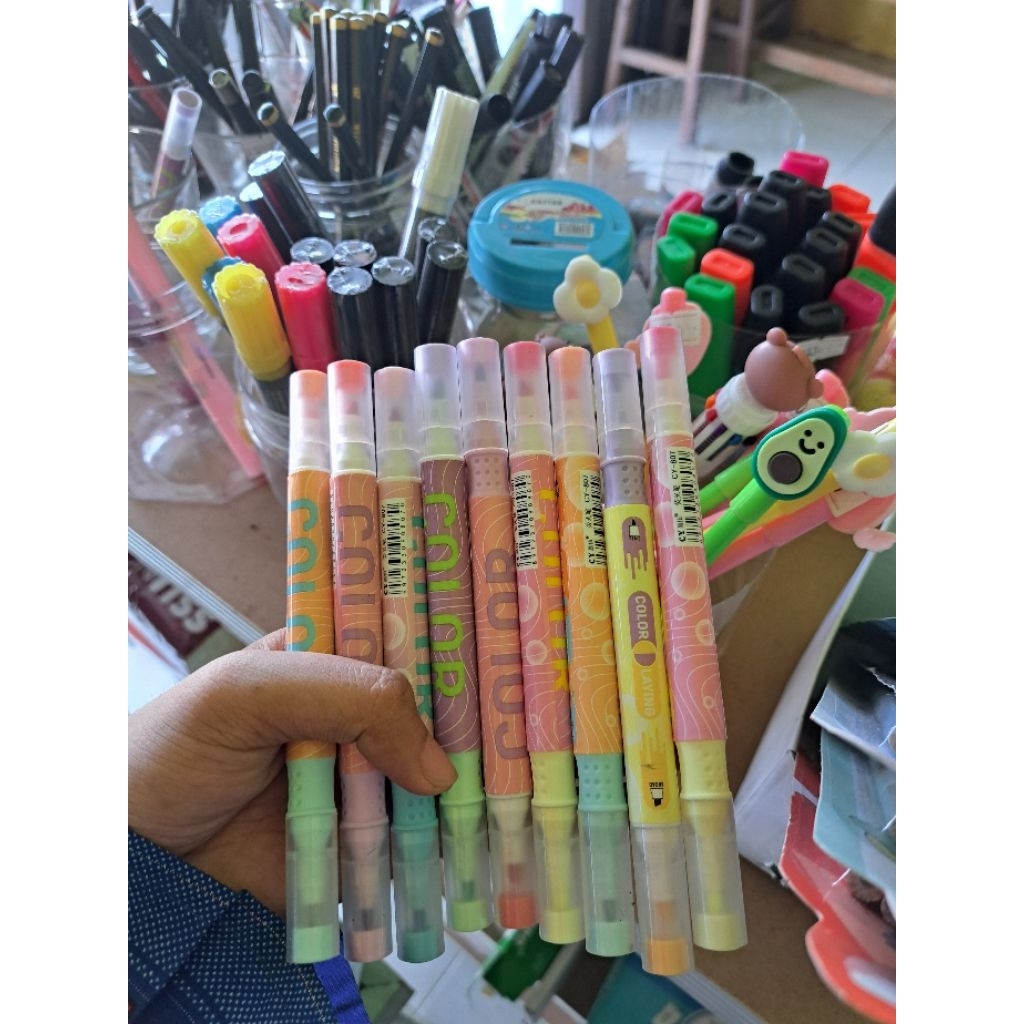 

HIGHLIGHTER / STABILO 2 WARNA / 2 IN 1