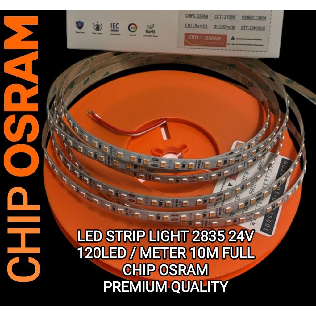 YAMASAKI LAMPU LED STRIP LIGHT 24V CHIP OSRAM INDOOR 120LED/M 10M 10 METER CAHAYA PUTIH 6500K / KUNI