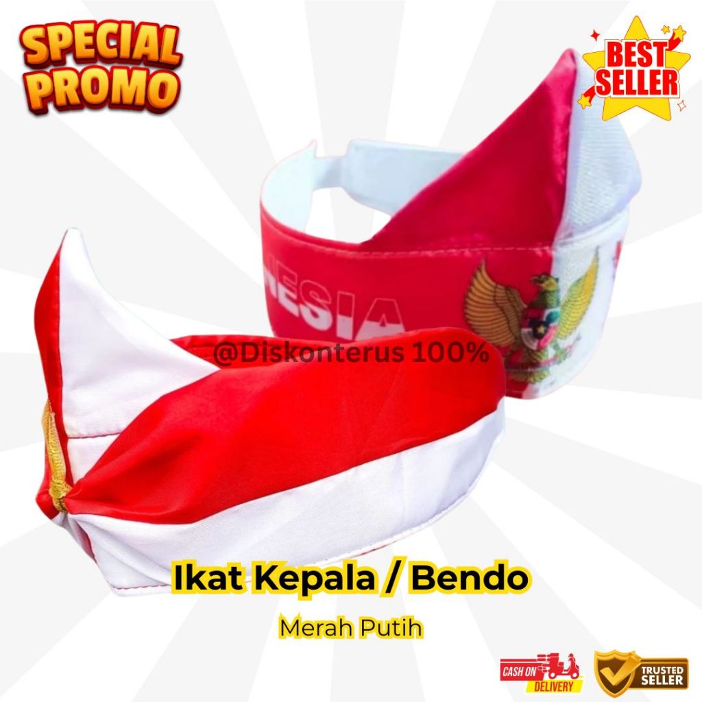 Ikat Kepala Merah Putih Ikat Kepala Garuda All Size | Bendo Merah Putih Garuda 17 Agustus Anak Dewas