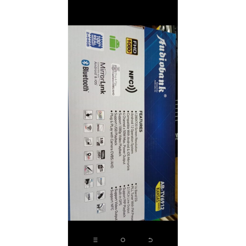 Head unit android audiobank ram 2/64 NFC