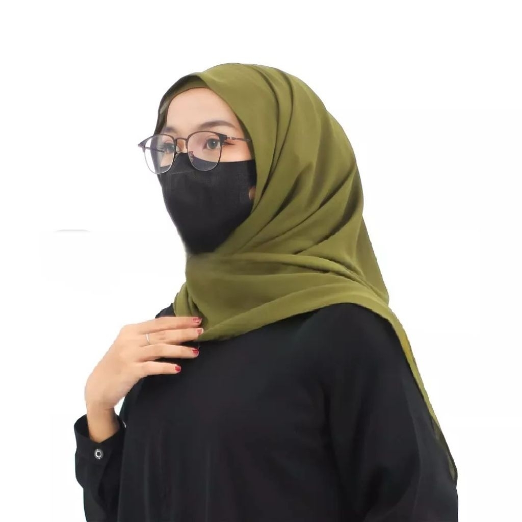 Pashmina Instan 2 Meter Oval Ceruty Inner Super Panjang New Normal Lubang Telinga Masker Kacamata Pa
