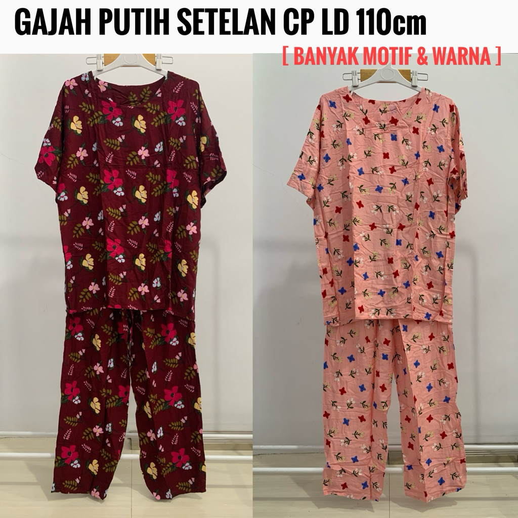 GAJAH PUTIH Setelan CP Baju Tidur Celana Panjang Rayon LD 110cm
