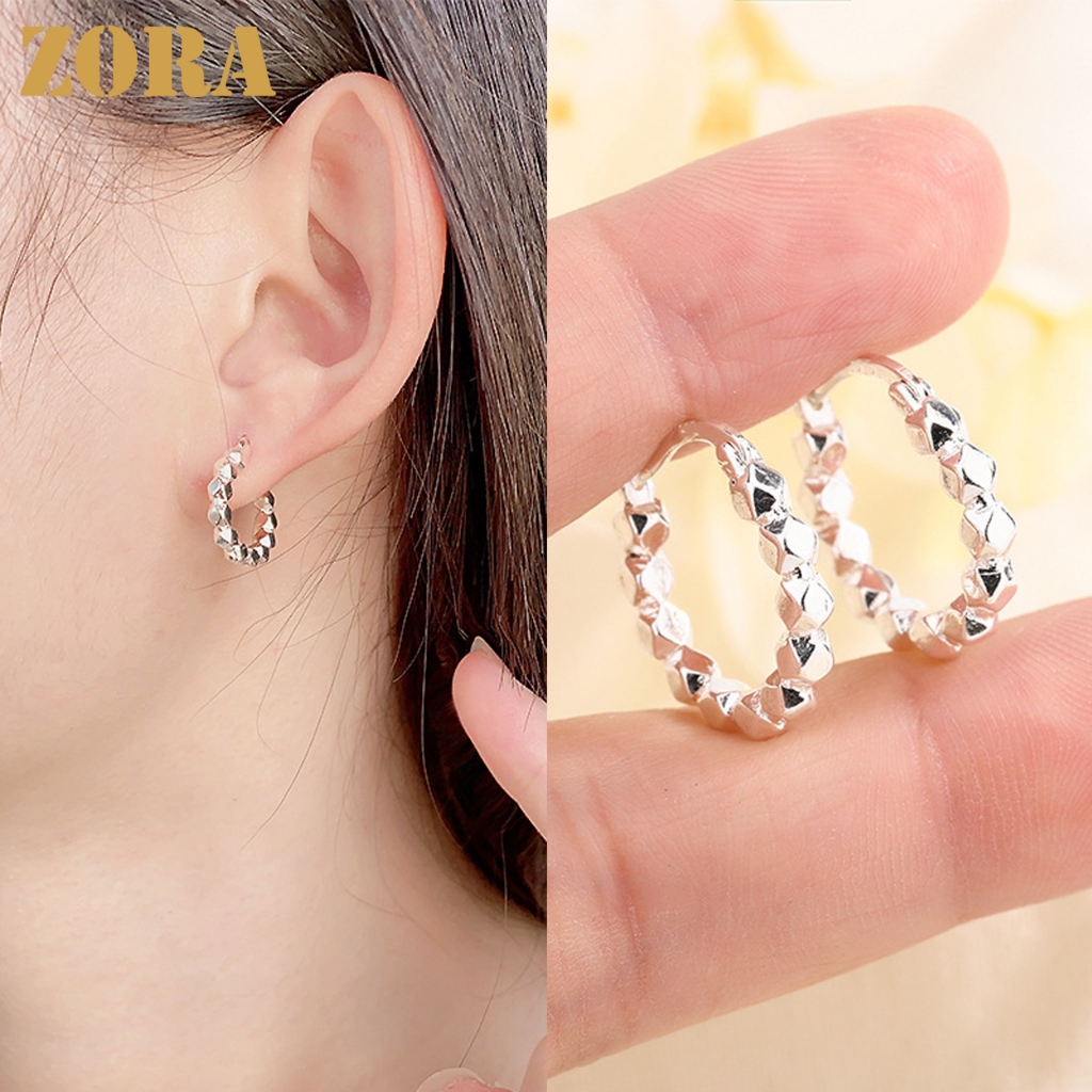 ZORA Fashion Aksesoris Jewelry Anting Titanium Anting Hoop Anting Wanita Korea Anti Karat Dan Anti L