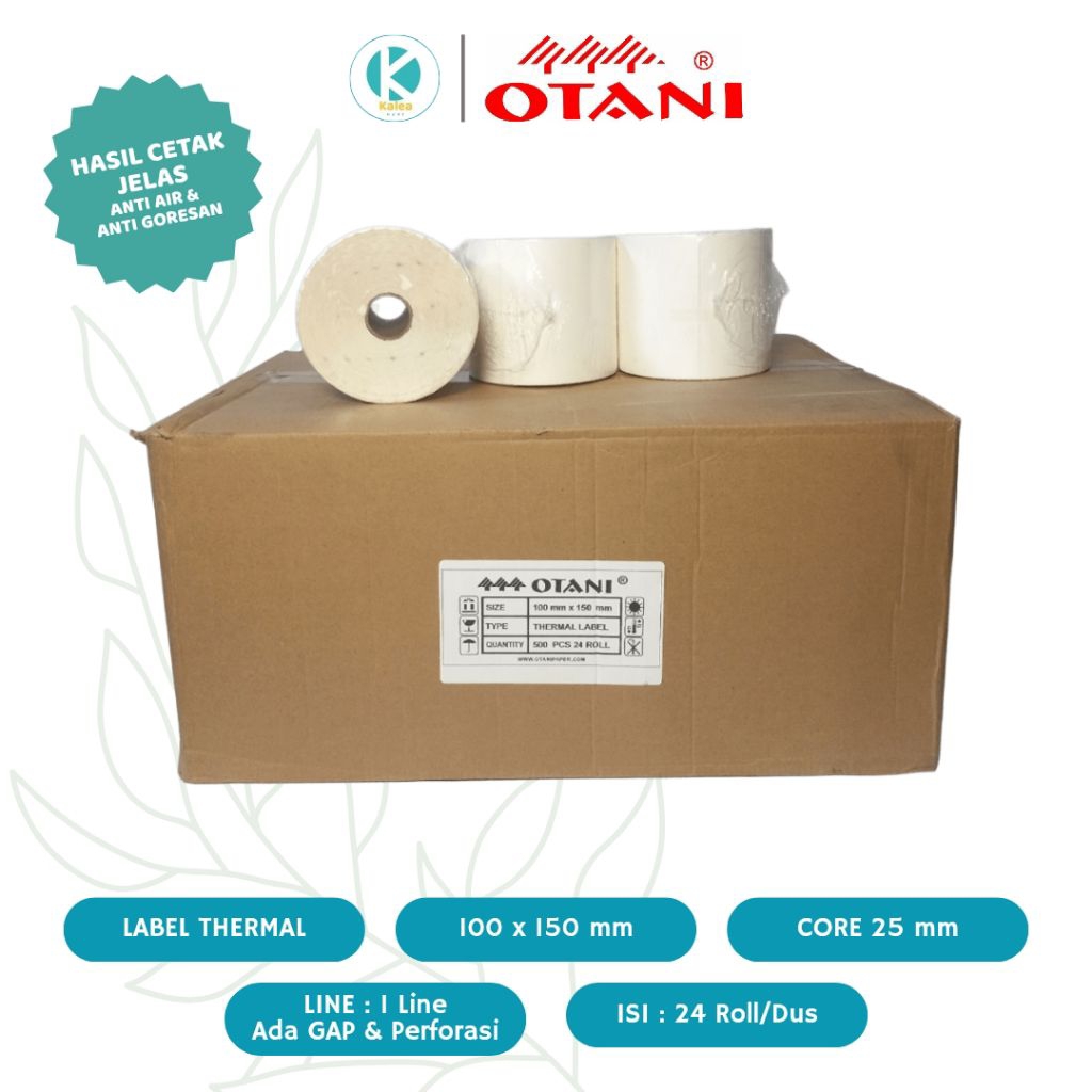 

Label Stiker Thermal 100x150 mm OTANI Core 25mm Kertas Stiker Label Thermal Barcode Online Shop Resi Pengiriman AWB Isi 24 Roll Perdus