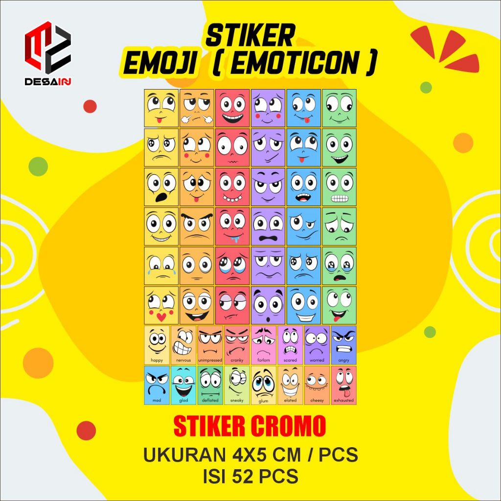 

stiker emoji (emoticon lucu) bahan cromo cutting sesuai pola