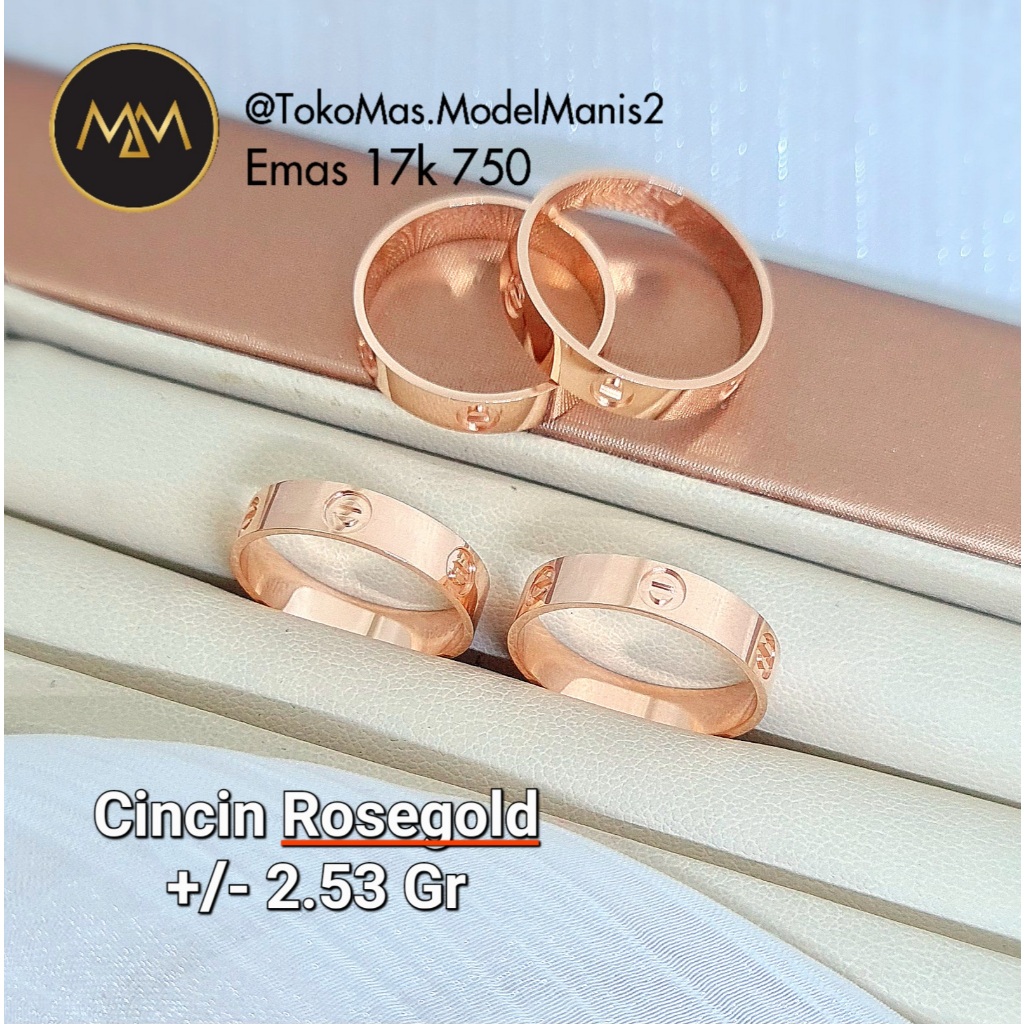 Cincin Mur emas rosegold 750 kadar 17k