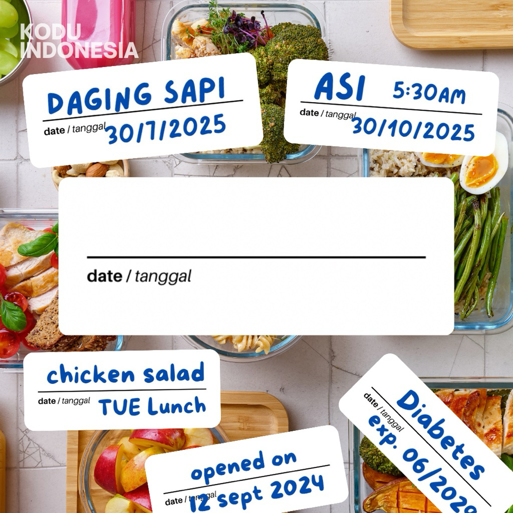 

KODU Stiker Label Tanggal & Konten Tulis Waterproof – Label ASI, MPASI, Makanan, Obat, Skincare, Kulkas, Freezer Friendly