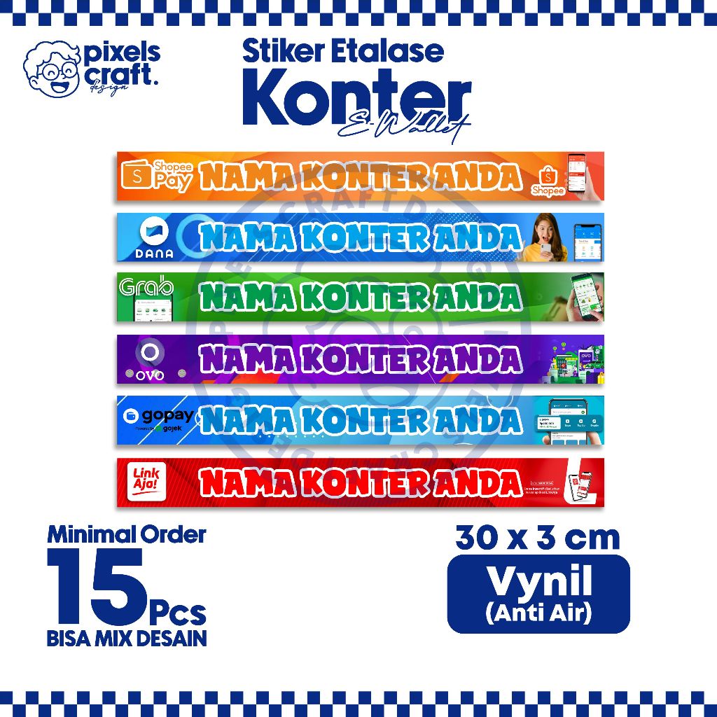 

Stiker Etalase Konter/ Stiker Display Konter/ Stiker 3X30 CM E Wallet