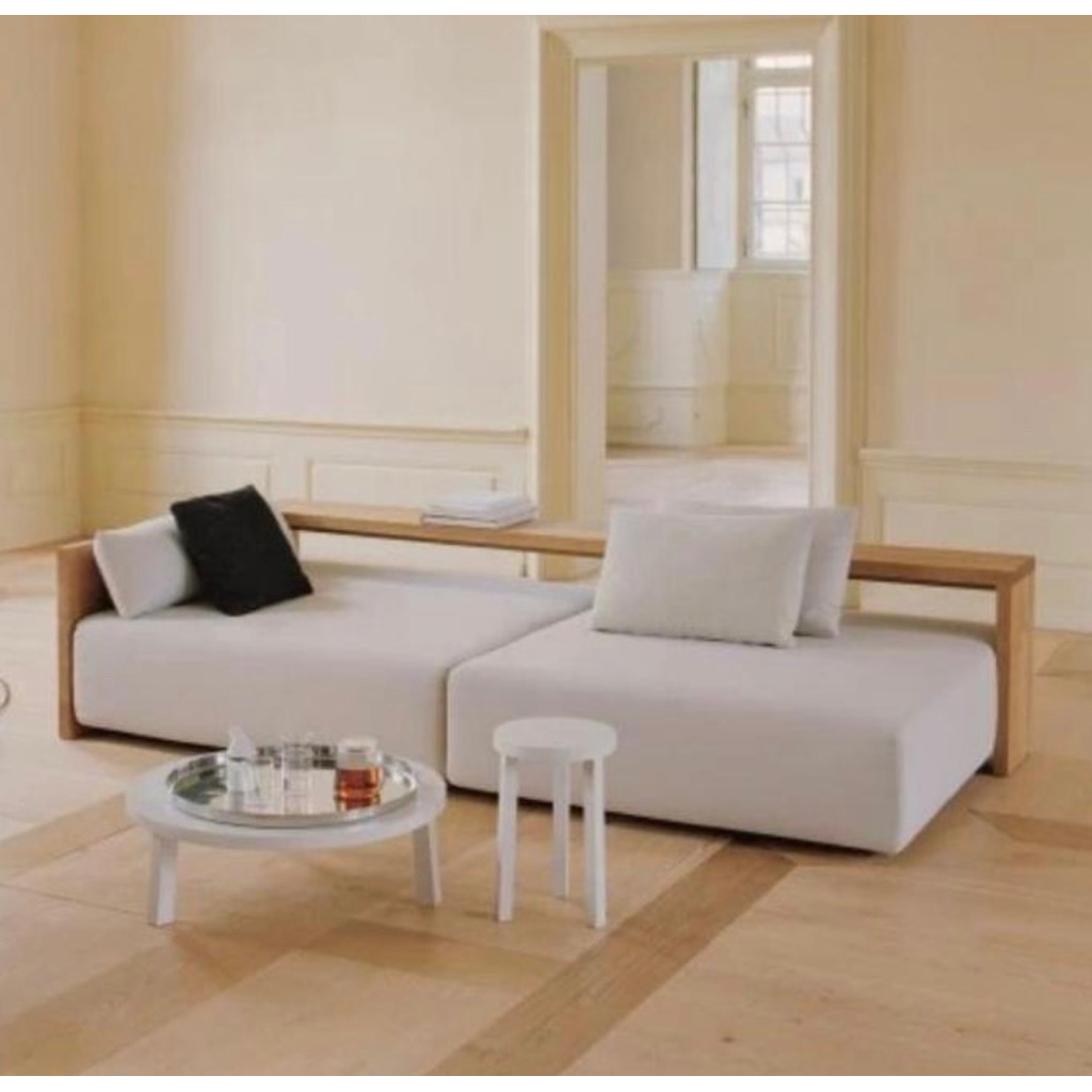 Bangku kayu jati solid dudukan tebal sofa tamu modern terbaru