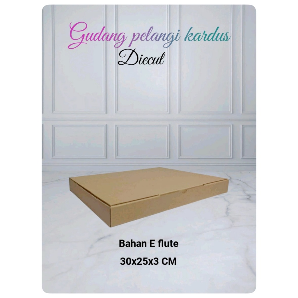 

kardus karton box uk. 30x25x3 cm .......model die cut/pizza