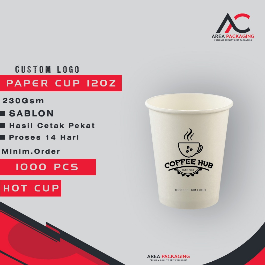 PAPER CUP 12OZ CUSTOM LOGO