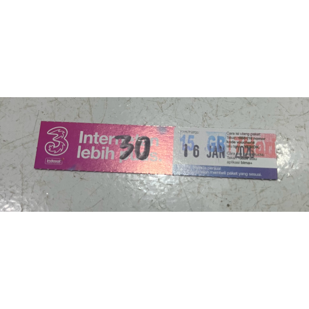 Voucher Kuota 3 15gb 7hari