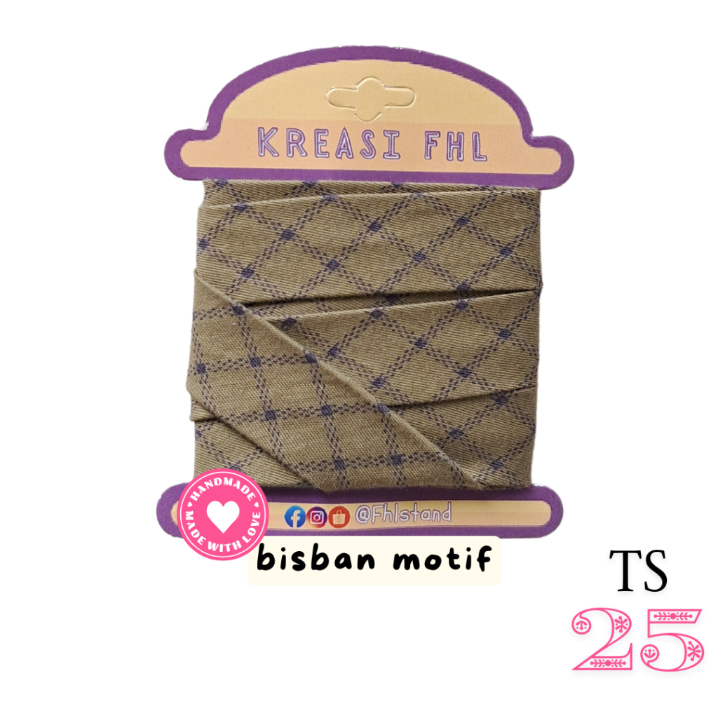 KreasiFHL Bias Tape Bisban kain katun lebar 4cm jahit