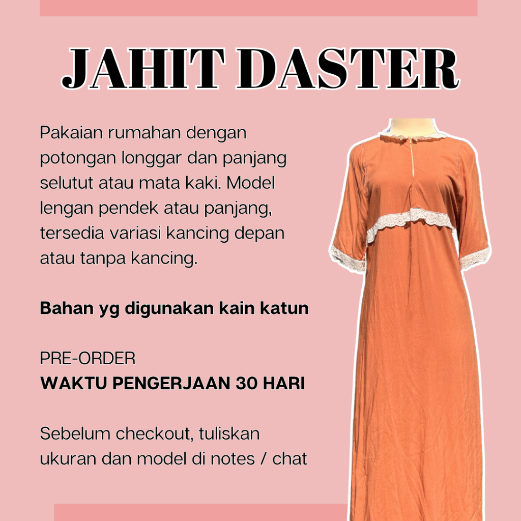 JASA JAHIT DASTER RUMAHAN CANTIK PANJANG