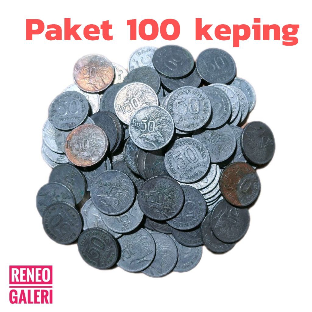 Jelek Paket 100 keping 50 Rupiah Burung Cendrawasih Tahun 1971 cenderawasih Uang koin kuno