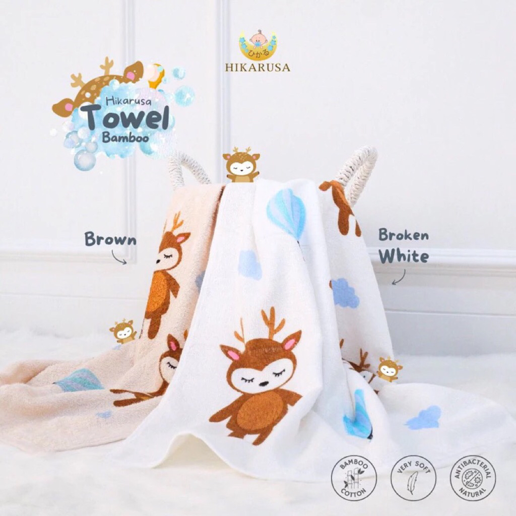 Luxelooks25 Hikarusa Bamboo Towel 120Cm X 60Cm - Premium Baby Towel / Handuk Baby Born Halus Lembut