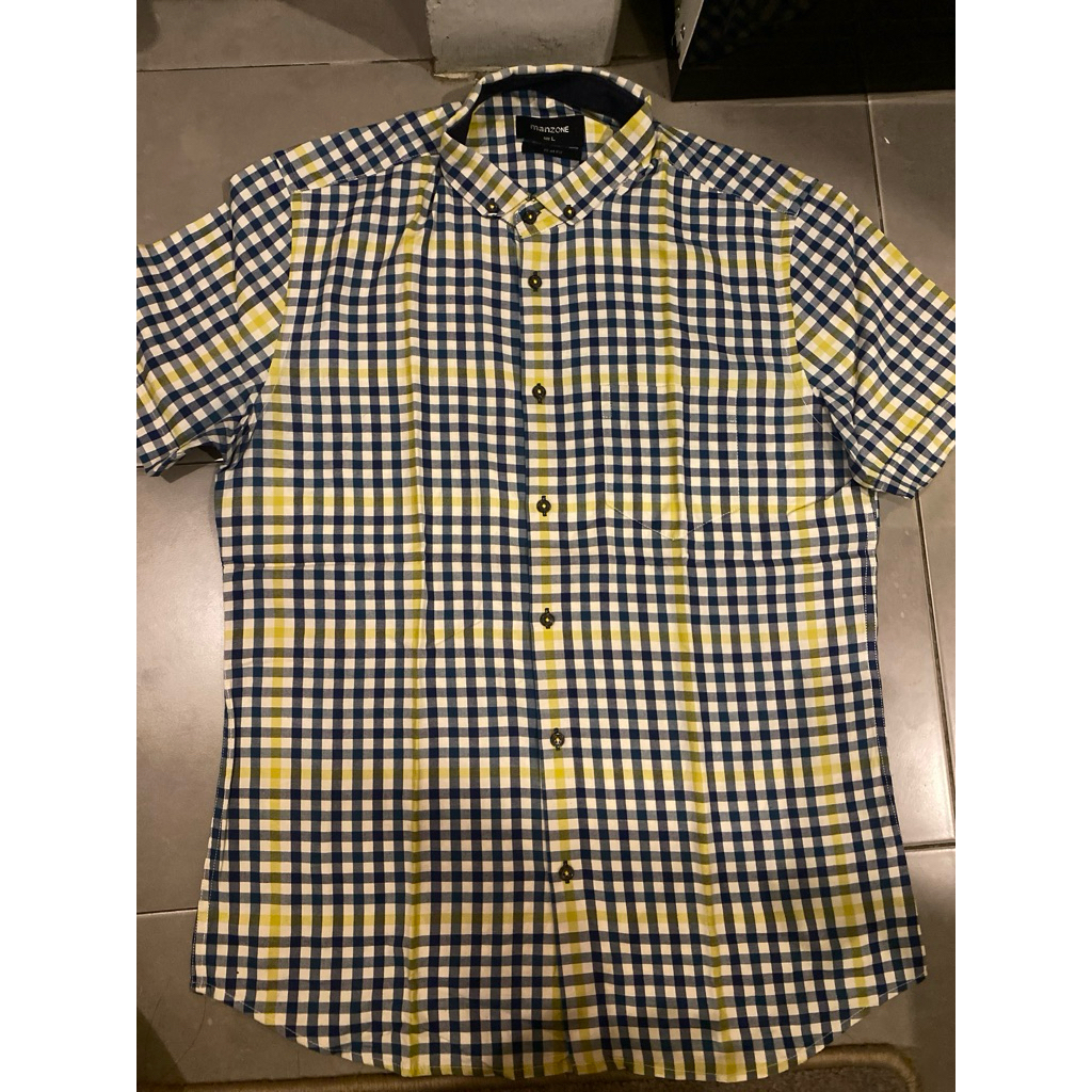 kemeja pria kotak kotak manzone