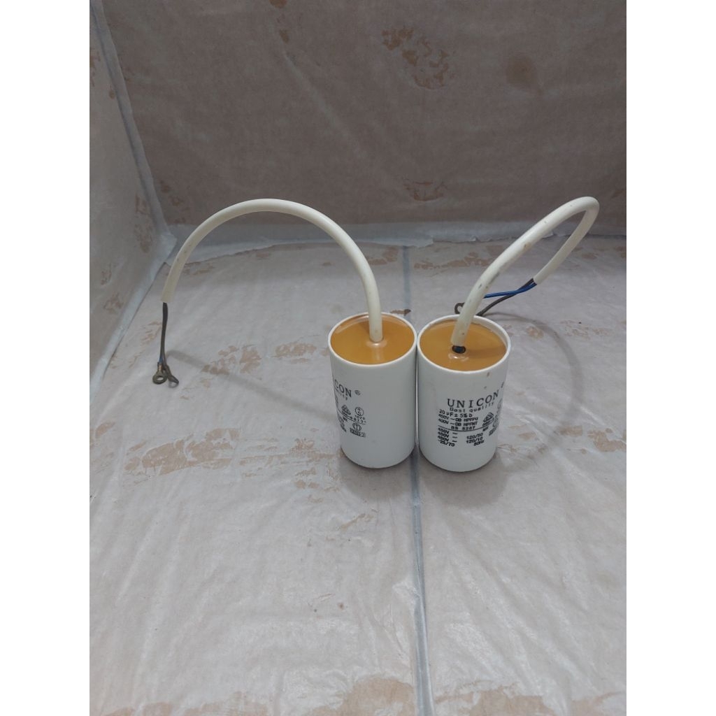 KAPASITOR POMPA AIR 20 UF 450 VAC KABEL UNICON