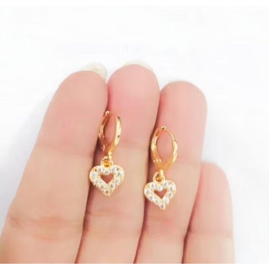 Anting Anak love Perhiasan Imitasi Lapis Emas 18k anti luntur anti karat