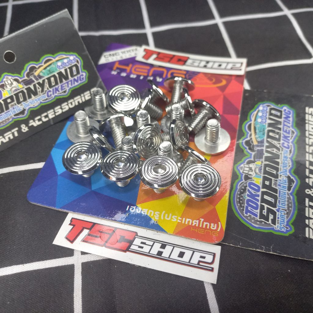 + ¥¤£ {TERMURAH}| BAUT BODY DRAT 10 M6X10 STAINLESS GLOSSY MODEL SLASH BY HENG ORIGINAL THAILAND FOR