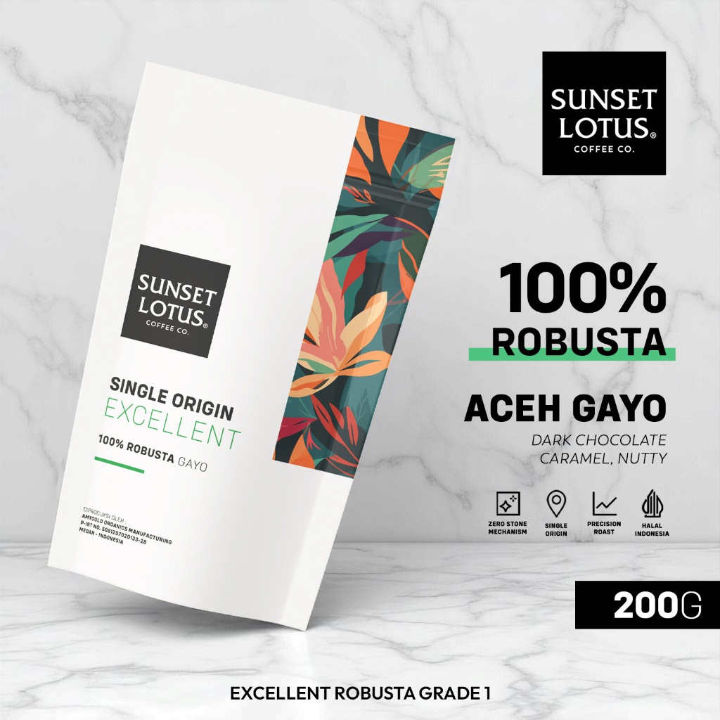 

Sunset Lotus Biji Kopi Fine Robusta Gayo Espresso Base 200g