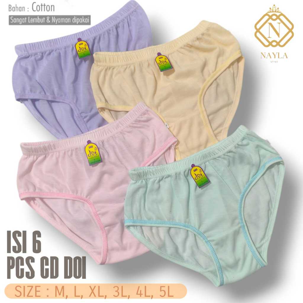 Nailastyle25 - Celana Dalam Wanita Doi Katun CD Jumbo / Jumbo Size / CD Wanita Cantik Polos Ukuran B