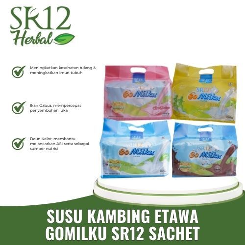 

Susu Kambing SR12 Gomilku 200gr kemasan saset Go Milku Susu Bubuk Etawa Halal penambah nafsu makan, mencerdaskan otak anak
