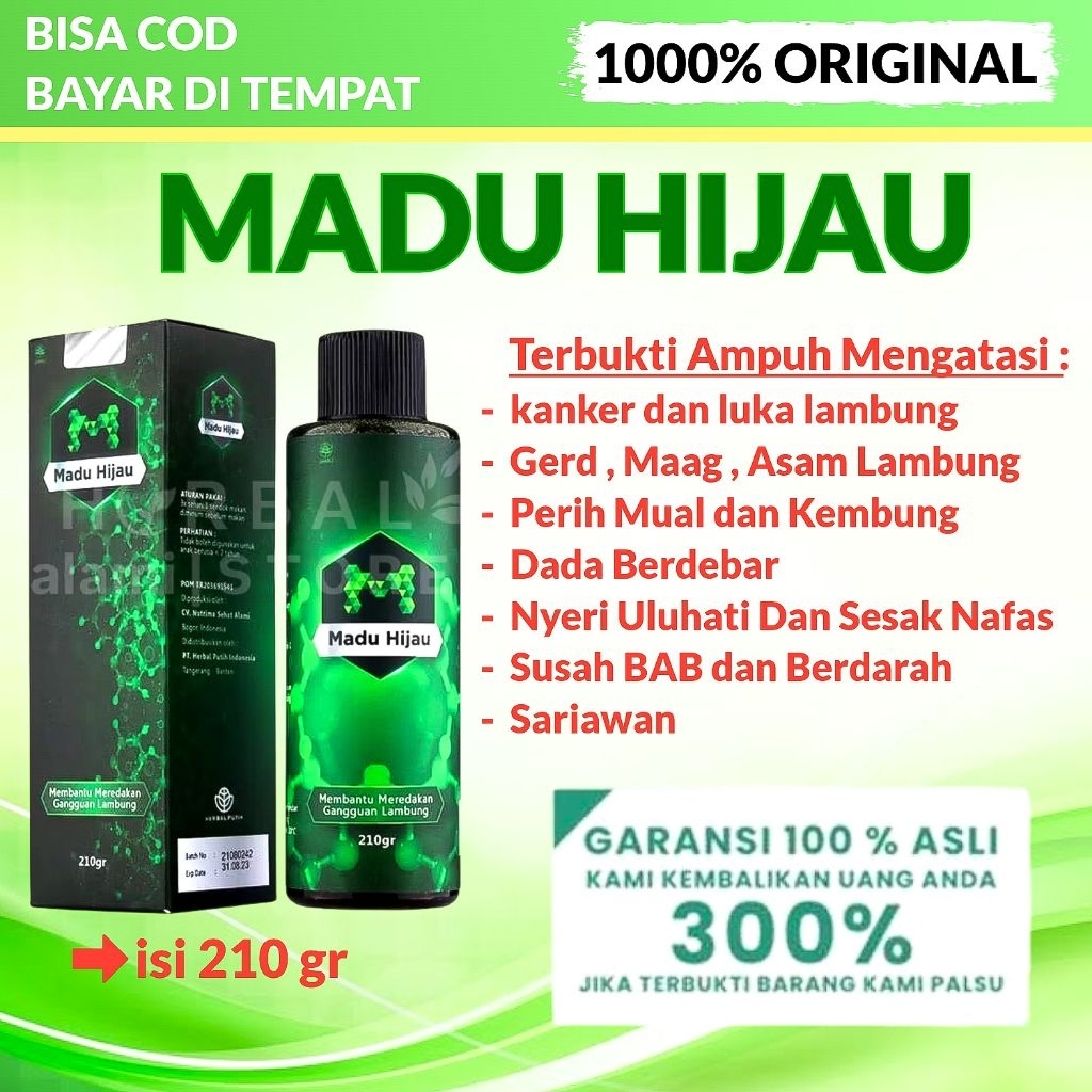 

madu hijau asli 210ml obat lambung kronis - kanker lambung - maag kronis - gerd - mual kembung - nyeri ulu hati - nyeri dada - psikomatis - susah bab - sembelit - vertigo
