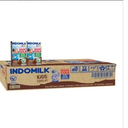 

Indomilk Kids Susu UHT coklat Rendah Gula Kotak 40x115ml Ready siap kirim