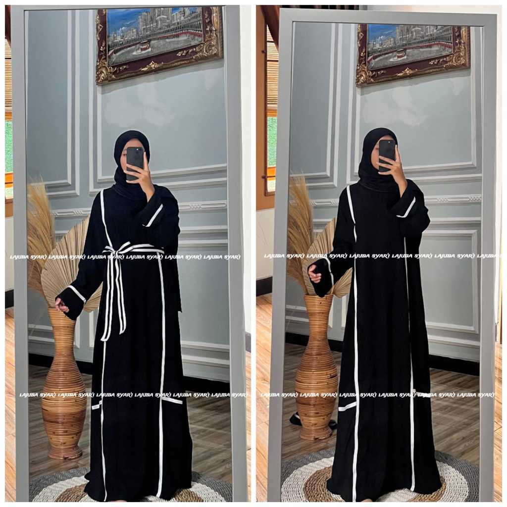 Abaya asmah list - abaya hitam - gamis hitam - abaya arab - dress hitam