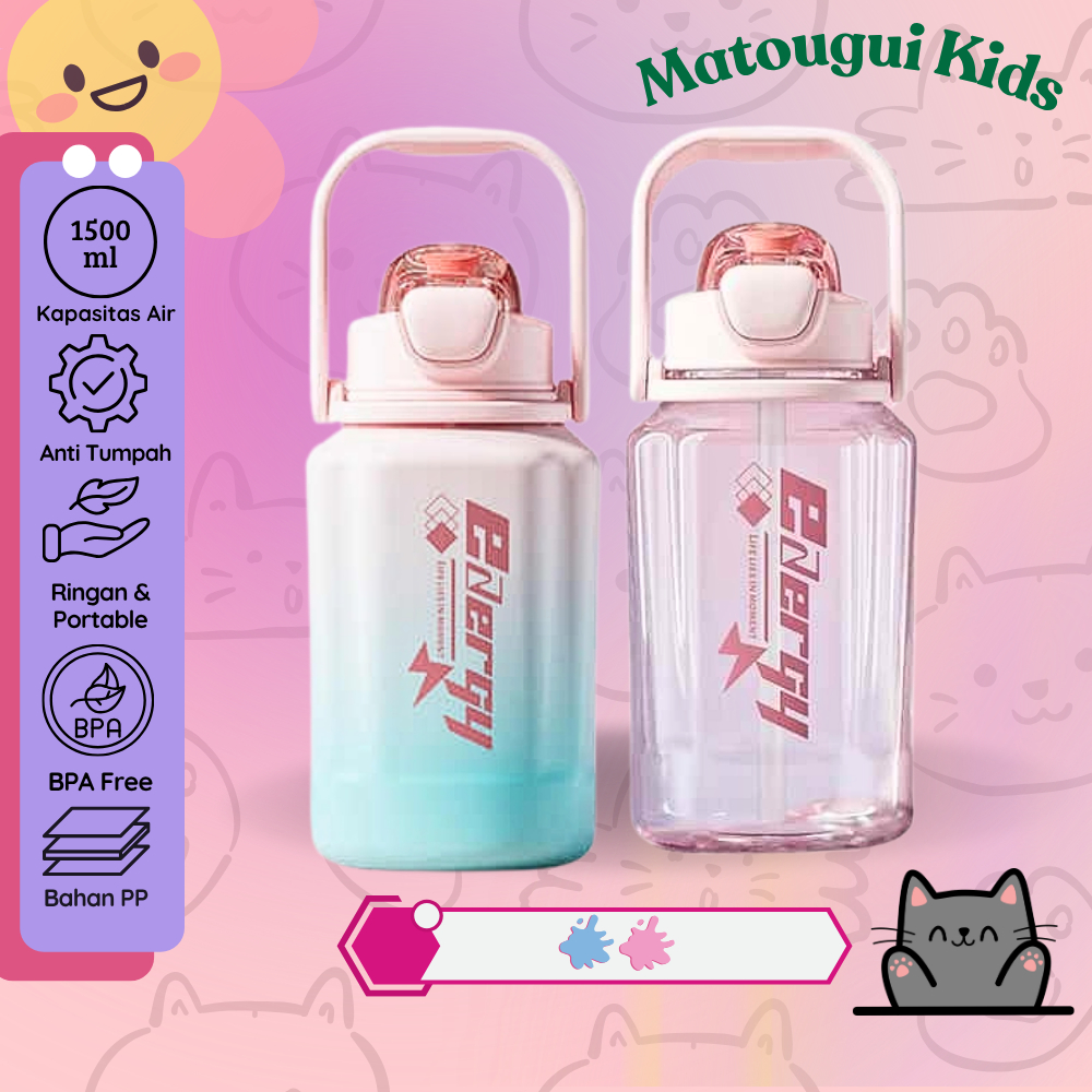 【MTG.KIDS】Botol Minum Portable 1500ml Botol Olahraga Botol Kantor sekolah dll Botol Viral Anti Tumpa