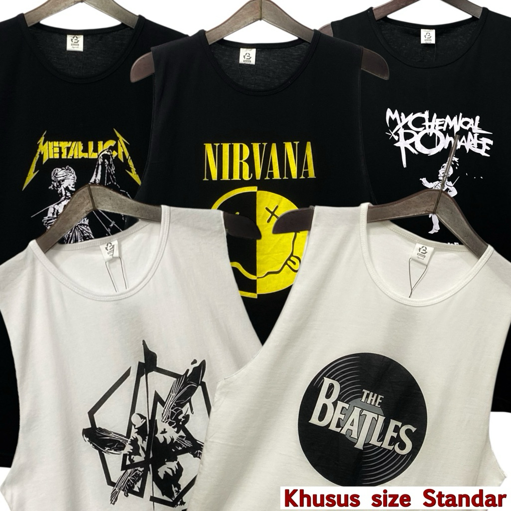 Kaos Singlet Lekbong pria tanktop Katun santai Kutang Guano Baju tanpa lengan pria Band / Musik