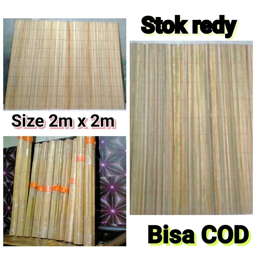 kerey tirai bambu 2x2 meter +rol tali gulung