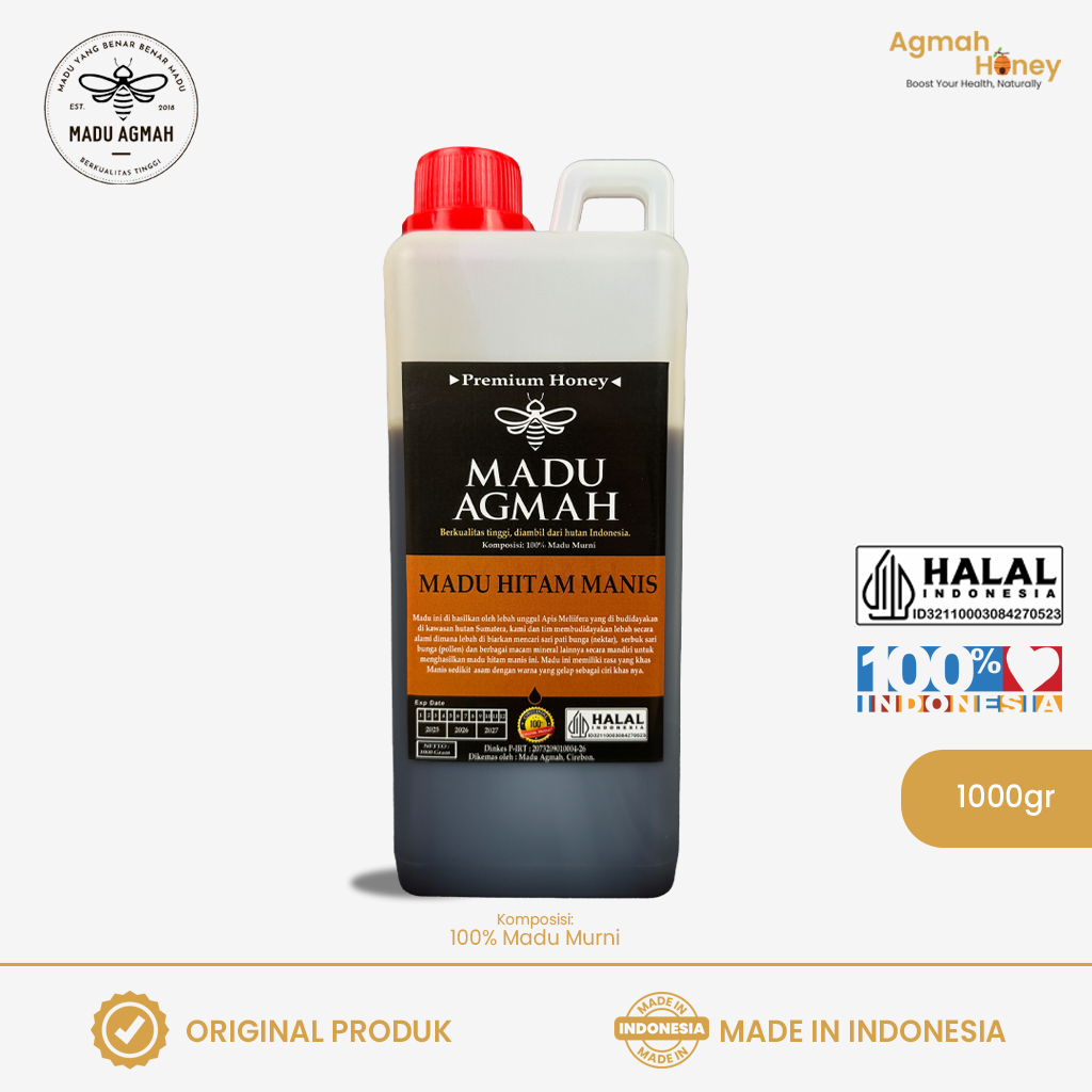

Madu Agmah Hitam Manis Sumatera Premium (All Size) - Lebah Apis Mellifera Asli Murni 100% - Grade A