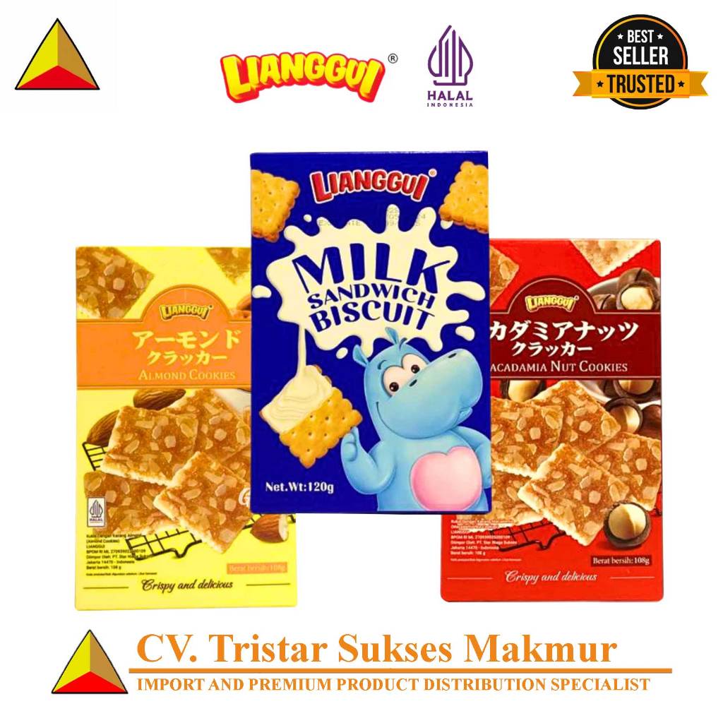 

(HALAL) Lianggui Cookies 120gr – Biskuit Almond, Macadamia & Susu, Renyah, Wangi & Lezat