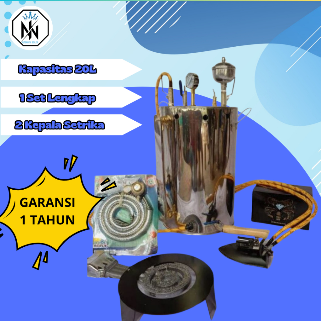 Boiler Steam Setrika Uap Laundry,Konveksi,Gordeng 20 LITER,Bisa 1 atau 2 Setrika