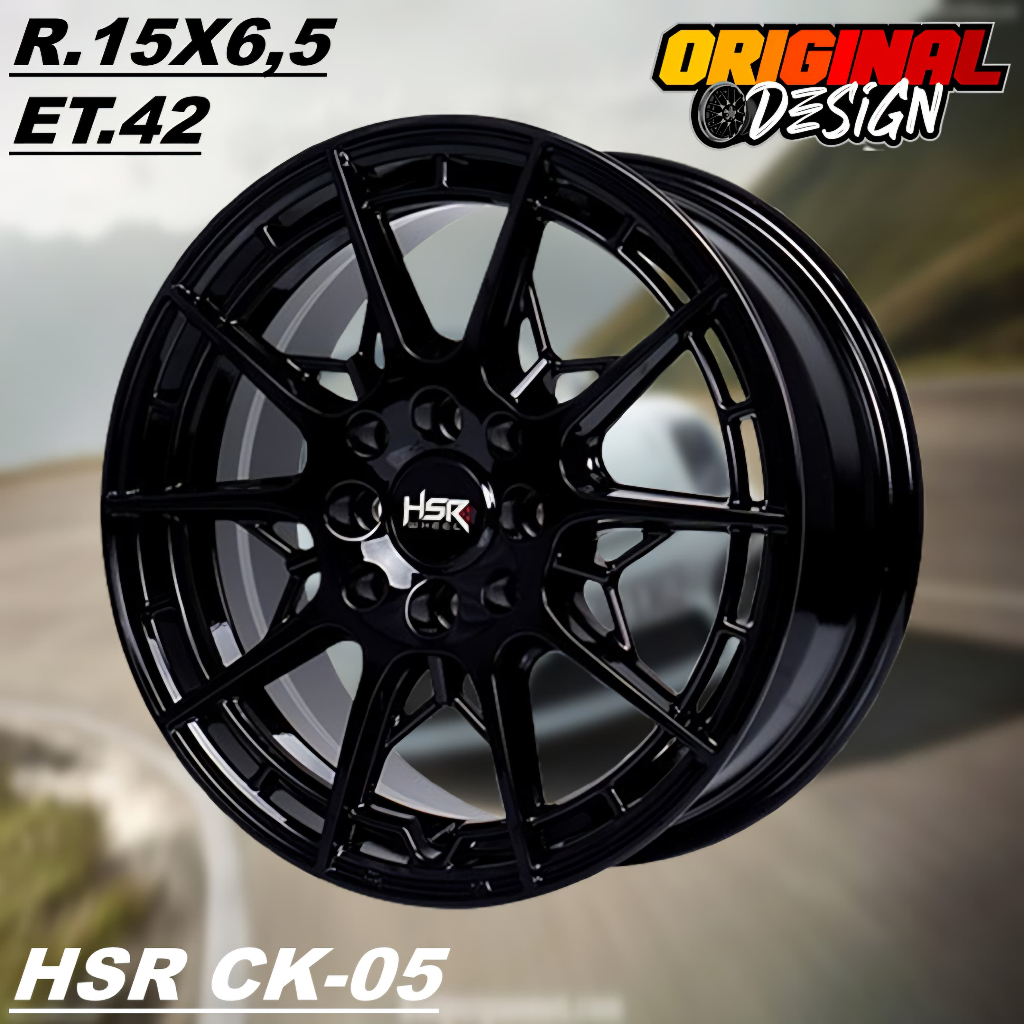 Pelek Mobil Brio Ring 15 Warna Hitam Velg HSR Ck05 R15 Lubang 4