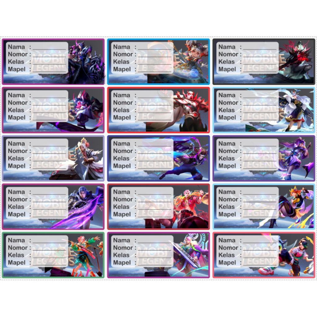 

Sticker Label Nama Buku Fancy #motif Mobile Legends