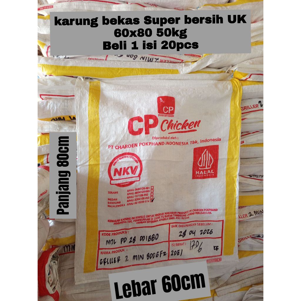 karung bekas super Tebal dan bersih Uk60x80 50kg untuk isi pasir dan puing Beli 1isi 20pcs