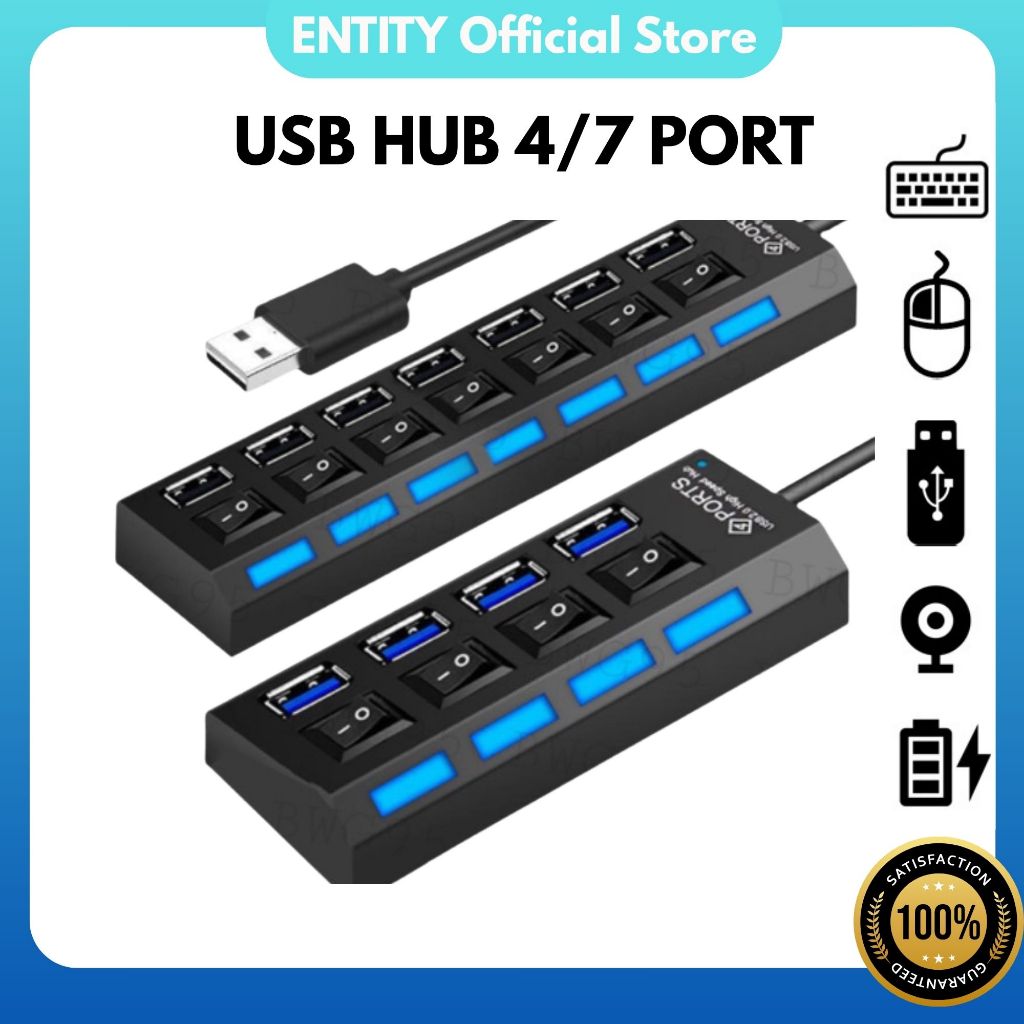 ENTITY USB Hub 4 Port USB / 7 Port USB Hub Saklar 4/7 Port Hub Data Reader High Speed / USB Hub 4/7 