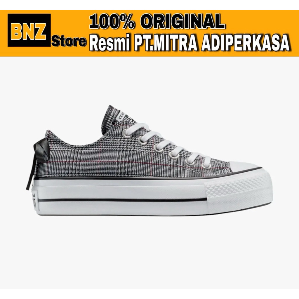 Sepatu Sneakers Wanita Converse CTAS Ox Lift Platform Grey/Black/White