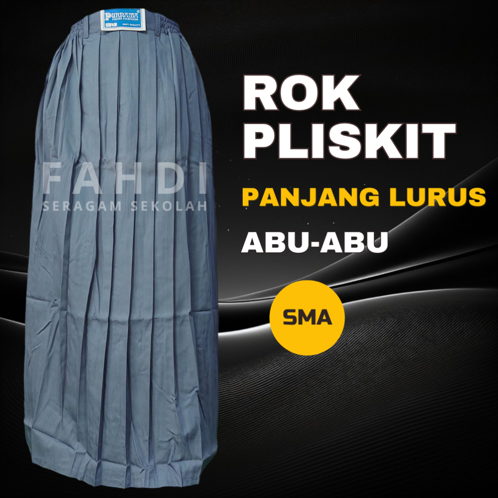ROK WIRU/PLISKIT ABU-ABU PANJANG LURUS SERAGAM SEKOLAH (SMA-MA) LENGKAP