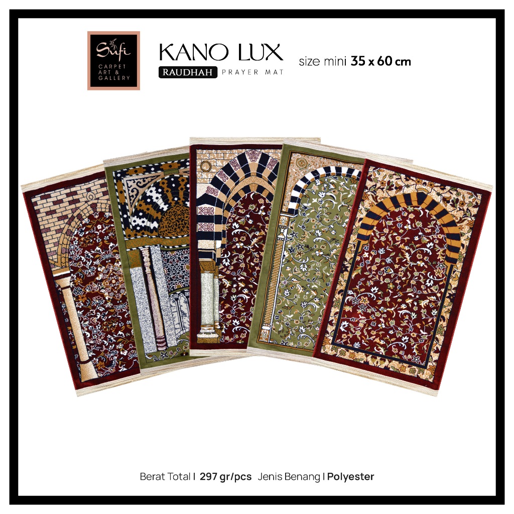 Sajadah Lipat Kecil Kepala Muka Lembut Premium Kano Lux Mini Raudhah 35x60 Cm