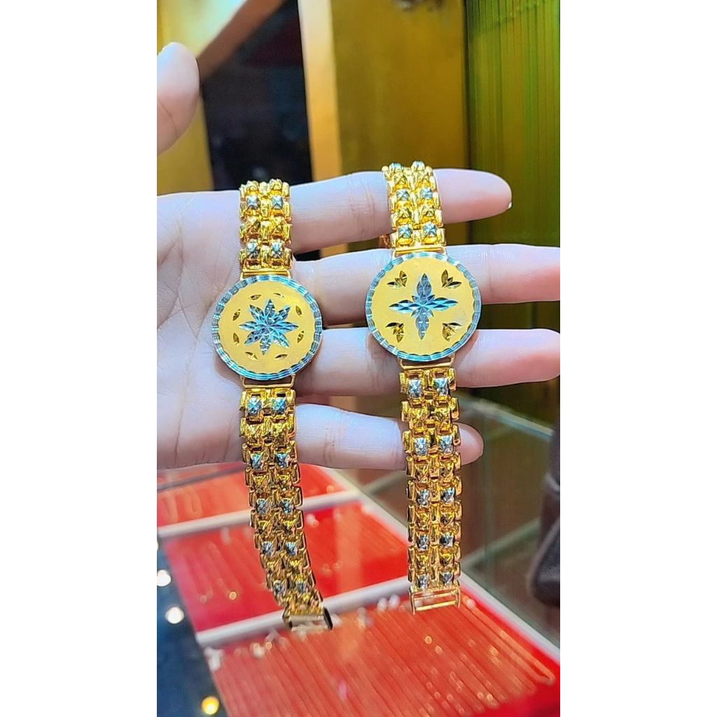 GELANG RANTAI PLAT (JAM TANGAN) FULL EMAS